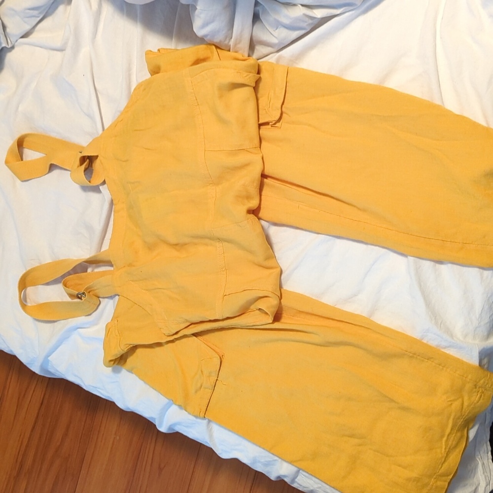 Linen cargo overalls/jumpsuit